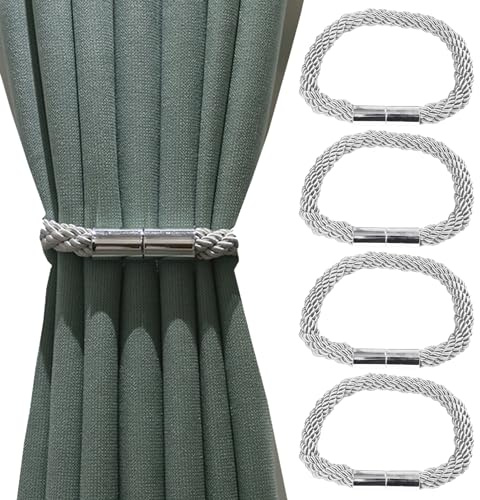 DHSBGWSX 4 stycken gardinband, gardinstativ, gardinrulle, gardintillbehör, gardinmagneter, gardintillbehör, magneter, gardinstängningsmagneter, magnetiska gardiner (grå)