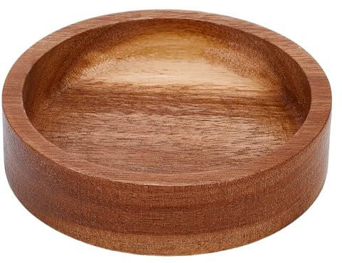 MAYJOYDIY Bandeja redonda de madera de acacia de 10 cm, bandeja decorativa para servir pequeña tabla de charcutería, bandejas de madera maciza para galletas, postres, fiestas, alimentos, bandeja de