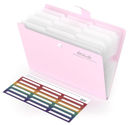 Smarpau Carpeta archivadora A4, carpeta de documentos con 12 compartimentos, carpeta gruesa con etiquetas, portable, carpeta de archivos, carpetas, sistema de clasificación, carpeta con compartimentos