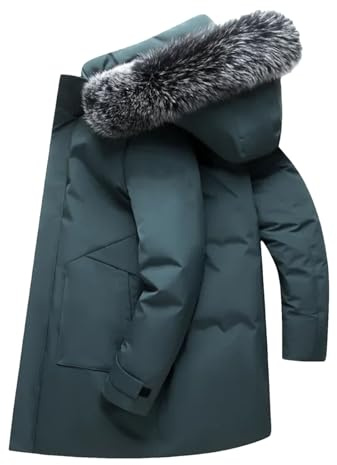 Vit ankjacka herr vintermode tjock varm stor ullkrage parkas lång man lätt dunjacka, En8, M