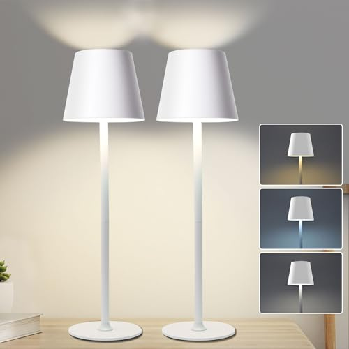 2 Lampade da Tavolo, Lampada da Tavolo Senza Fili, con Batteria da 5200 mAh, Lampada da Tavolo a Batteria Ricaricabile con USB, IP54 Impermeabile per Soggiorno Camera da Letto Sala da Pranzo Bar