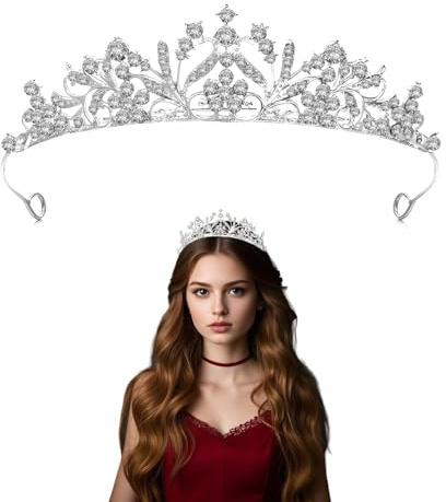 XIAQICA Corona Regina Strass Tiara Sposa Coroncina Compleanno Argenteo Corone Diadema Donna per la Cerimonia Nuziale, Proms, Pageants, Principessa Feste, Compleanno
