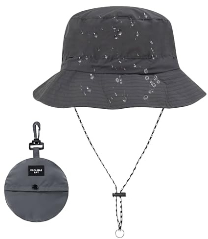 Cappello da sole Bob estivo unisex impermeabile, cappello a secchiello pieghevole anti uv uomo con coulisse per spiaggia e arrampicata escursionismo viaggio pesca e attività