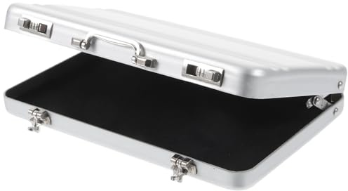 UTHCLO Scatola Porta Biglietti da Visita in Lega di Alluminio Resistente Organizer Sicuro Forma di Valigetta Custodia per Carte Indice e Ufficio Chiusura Scatto Capacità Argento