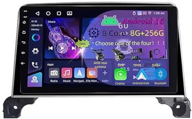 Autorradio Bluetooth GPS Navi Android 15 de 9 Pulgadas con Pantalla táctil Doble DIN para Peugeot 3008 2017-2020 CarPlay AHD cámara de visión Trasera navegación GPS Controles en el Volante (C1 2+32G)