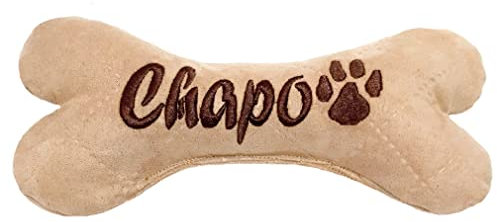 Hundeknochen Hundespielzeug bestickt Hunde Geschenk Spielzeug Knochen in 3 Größen mit Quietscher oder Rassel