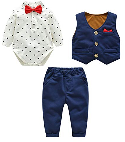 famuka Bebé Ropa y Zapatos Bebés niño Ropa Trajes y Americanas Boda Bautizo Trajes (Azul, 66, 9 Meses)