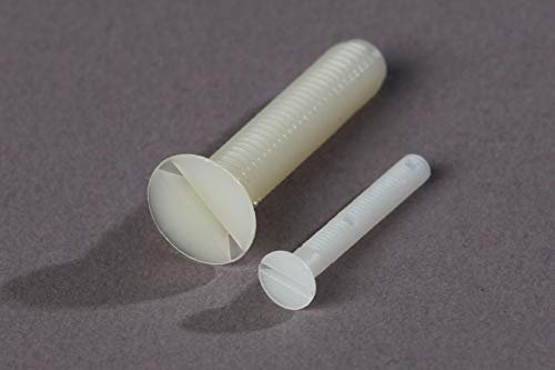 Tornillo de cabeza avellanada de plástico DIN 963, ISO 2009, fácil de separar, tornillo de nailon de cabeza avellanada, poliamida (nailon, 4 x M5 x 25 mm)