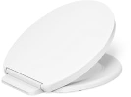 KOHLER K-26802-0 Impro ReadyLatch Quiet Close Round Toilet Seat, White Toilet Seat, Grip-Tight Bumpers, New Home Essentials, Slam Prevention