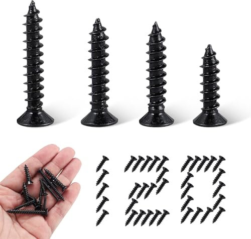 120 Stück M5 Schrauben Selbstschneidende Schrauben Blechschrauben Blechschrauben Selbstschneidend Holzschrauben Set Schrauben Schwarz für Dünnes Holz Möbel Schreibtische Kunststoffe