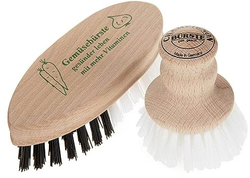 SIDCO Gemüsebürste 2X Pilzbürste Kartoffelbürste Champignonbürste Holz Naturbürste Set