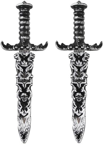 GUOYOU 2 Pezzi Spada Giocattolo Pugnale Pirata, Spada Giocattolo in Plastica, Coltello Finto Non Affilato Spada Pirata,per Oggetti di Scena Costume Pirata Festa Pirata Antico Dorato