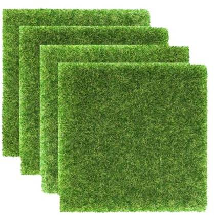 ibasenice Simulated Fake Turf Grass Tiles 6X6 Inch Synthetic Grass Mat for Reptile Terrariums Bedding and Pet Enclosures Green Lawn Rug