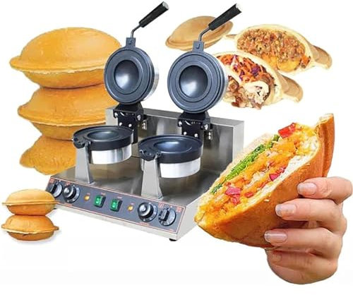 LSBHPPD Macchina Hamburger Commerciale,Hamburger Elettrico Hamburger con Ghiaccio Padella Antiaderente,Controllo Preciso della Temperatura,Riscaldamento su Entrambi I Lati,per Casa,Cucina