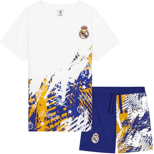 Get Trend Real Madrid CF Pyjama Garcon Ensembles de Pyjama Enfant et Ado Court Football Été Vêtement de Nuit Cadeau Foot (11-12 Ans, Multi Real Madrid)