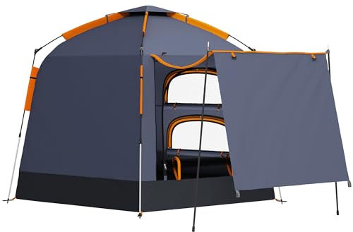 Outsunny Automatic Pop Up Camping Tent, Instant Setup 2-4 Man Tent with Mesh Windows, Waterproof & UV30+, Portable with Carry Bag for Fishing, Hiking, Backpacking, Dark Grey