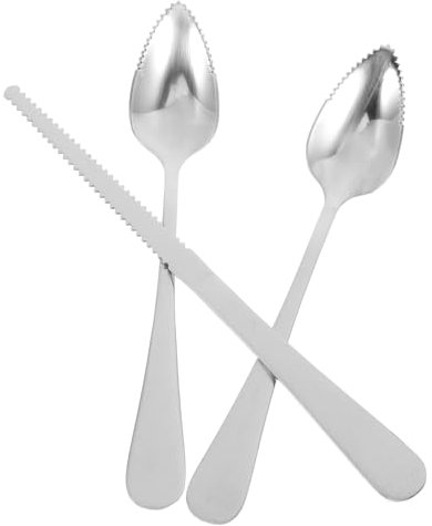 Amosfun Couteau à Pamplemousse Acier Inoxydable Avec Lame Dentelée Et Cuillère à Pamplemousse Pour Découper Fruits Et Préparer Desserts