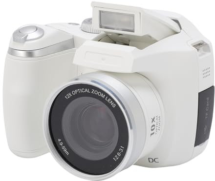 Jectse DSLR -Kamera, 4K 60 M Spegelfri Kamera, 12x Optical CMOS 6x Digital Zoom, 4K Videokamera, Foto och Video, Vlogging, Innehållsskapare, Svart (Vit)