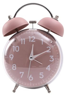 MALSSE Reloj despertador con diseño analógico con doble campana y luz brillante suave, funcionamiento silencioso, reloj despertador con doble campana con luz nocturna