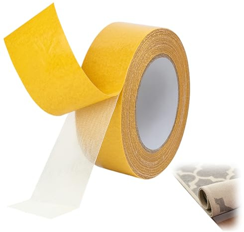 Cinta adhesiva de doble cara para suelos de madera dura y alfombras de área, cinta de encuadernación fuerte y sin residuos (10 mm x 25 m)