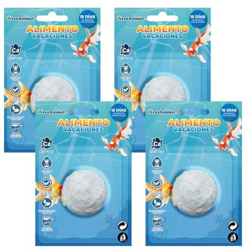 AreaAnimal - Comida Peces Vacaciones, 4pcs Alimento Peces Vacaciones, Pastillas Peces Vacación 15 Dias, Comida Vacación Peces para Peces Ornamentales, Alimentos para Peces Natural