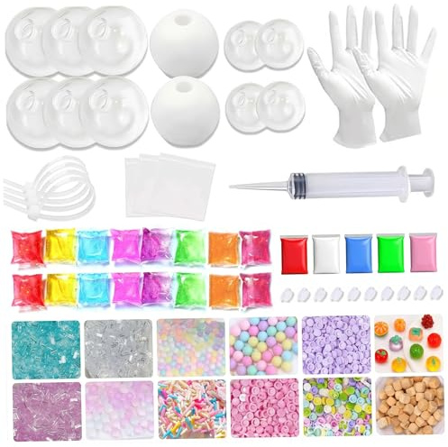 Jouets à Presser, kit de Balle Anti-Stress, Peau de Balle Anti-Stress Vide et Flexible avec Bouchons, Attaches câble et remplissages colorés, kit d'artisanat Amusant pour Enfants Adultes