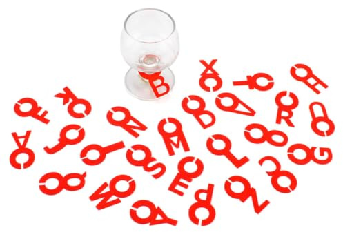 VILLCASE Marcadores Resistentes a Golpes Desvanecerse 26 Piezas Rojo de Silicona de Copas de Vino Letras del Alfabeto para Bodas y Horas de Cóctel