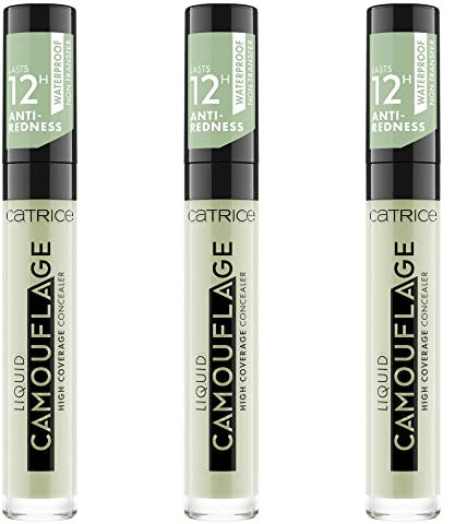 Catrice Liquid Camouflage High Coverage Concealer (3x5ml), flüssig Make-up Abdeckstift, Grün, wasserfest, 12h Deckkraft Nr. 200 Anti-Red