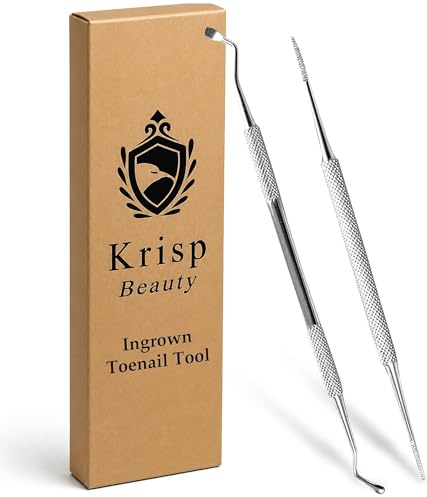 Ingrown Toenail Removal Kit - Under Nail Cleaner Tool Double Ended Nail Lifter & Nail File Cleaning Scooper Curette Tools Trimmer Medical Grade Stainless Steel Manicure Pedicure Nail Care Set by Krisp