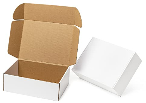 Mcfleet 24 Pack 12x9x4 Shipping Boxes - White Corrugated Cardboard Mailing Box Packaging for Small Business - Tab Locking Literature Mailer Flat Empty Gift Packing Supplies