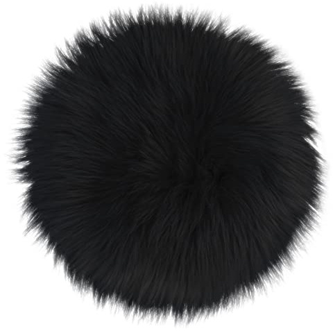 Sibba Flauschiger Teppich Stuhl 30 cm Rund Flauschiges Kunstfell-Sitzkissen Baby Fotoshooting Requisiten für Schlafzimmer Wohnzimmer Nagelkunst HäLt Warm Weihnachten Party Dekoration (Schwarz)