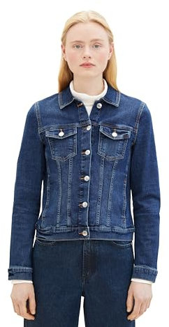 Tom Tailor Denim Damen Basic Jeansjacke, 10119 - Used Mid Stone Blue Denim, L