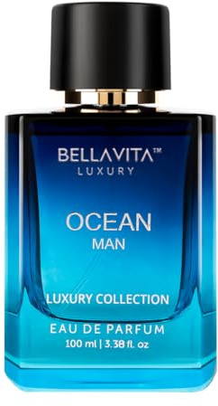 Bellavita Luxury Ocean Eau de Parfum | Fresh Aquatic Scent Profile with Bergamot Cucumber and Melon Top Notes | 100 ml | Perfume for Men | Perfect Christmas and New Year Gift