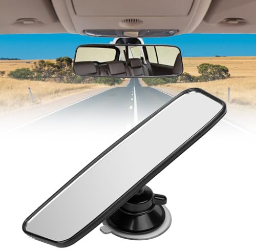 ROJINKADE Rear View Mirror for Driving Test, Rearview Mirror with Suction Cup, Wide Angle Adjustable Driving Instructor Mirror, For Instructor Examiner Learner Driver and Driving Test, 200 x 60mm