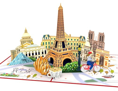papercrush® Carte pop-up Paris - Carte de voeux d'anniversaire 3D pour homme ou mari, Cadeau couple pour voyage surprise pour elle (femme, epouse, copine), Bon d'hôtel pour weekend en amoureux