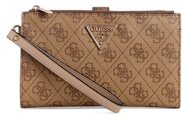 GUESS Laurel Damen-Geldbörse mit doppeltem Reißverschluss, Latte-Logo, Einheitsgröße