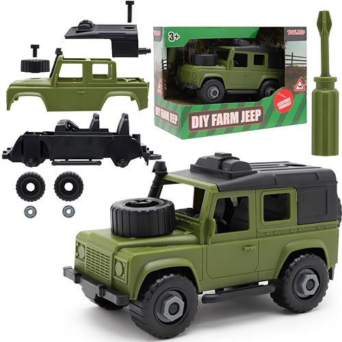 Toyland® 17 cm (7) grön gårdsjeep med multifunktionell skruvmejsel - Bygg din egen 4x4 - Leksaksfordon