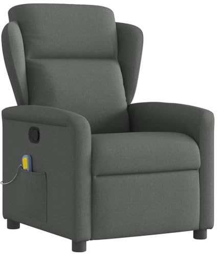 Iiaky 4015587 Poltrona Massaggiante Reclinabile Grigio Scuro in Tessuto Poltrona Relax Elettrica Con Sistema Alzapersona,Reclinabile a Letto E Seduta Ergonomica In Tessuto Per Arredo Salotto,Soggiorno
