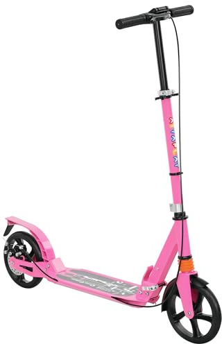 AIYAPLAY Kids Scooter for Ages 6-12 Foldable Kick Scooter 4 Levels Pink