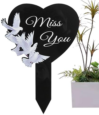 Decorazioni per tombe, cimitero, giardino, paletto acrilico 2D, incrocio creativo e decorazioni per tomba a di cuore per cimitero, ideale per cortile, prato