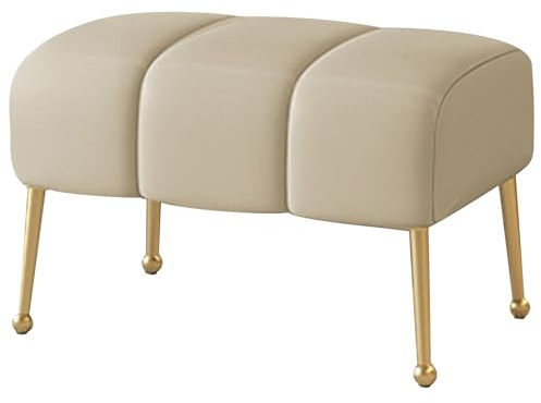 Petit Banc D'entrée 60 cm Rembourré Assise en PU Banquette Angle avec Pieds en Acier Inoxydable pour Salon Couloir Vestiaire Chambre, Aucun Assemblage Requis(Beige,23.62in/60cm)