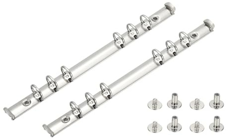 PATIKIL A5 6 Hole Ring Binder Mechanisms, 2 Set 0.6 O Ring Replacement Binder Planner Loose Leaf Binding Spines with Switches for Organizers DIY Fill Paper Storage Folder, 15mm Silver