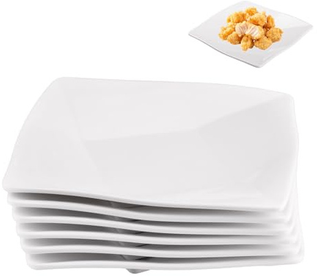 duisoad 6 Pezzi Piatto da Dessert Piatti da Portata Piatti da Portata Rettangolari per Insalate, Frutta, Riso e Dessert