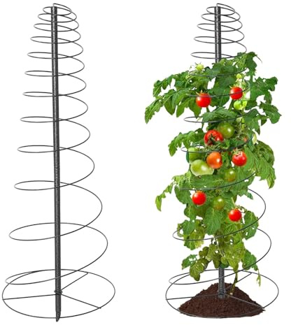 Lot de 2 treillis de jardin pour plantes grimpantes, obélisque de jardin en métal de 170 cm pour roses, tomates, lierre et plantes en pot, treillis robuste résistant aux intempéries avec joints
