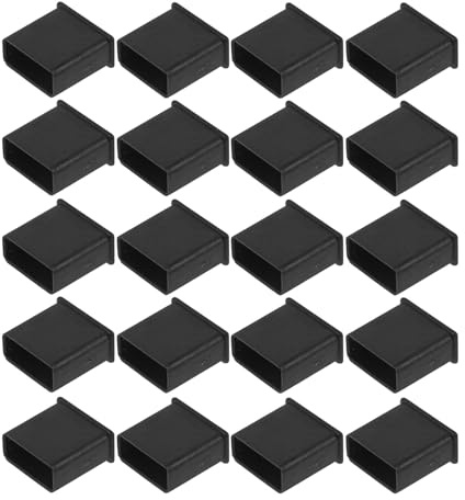 KOCKSHION 20 Protectores de Puertos USB Flash en Silicona Negra, Tapas de Puertos Antipolvo Diseño Clásico y Funcionalidad de Prevención para Dispositivos Electrónicos