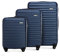 WITTCHEN Reisekoffer 3er Koffer-Set Rollkoffer Trolley Handgepäck Reisekofferset Gepäckset Hartschale aus ABS mit 4 Spinner-Rollen Zahlenschloss Teleskopgriff Groove Line Marineblau