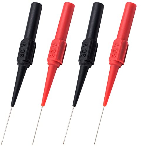 2 Paar Testsonden YUTOU 4mm Abnehmbare Sonde Multimeter Messleitung Sonde Isolationspiercing Nadel Bananenstecker kabel Sonde Edelstahl Multimeter Sonden für Stromtests (Rot+Schwarz)