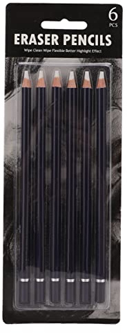 Jenngaoo Lot de 6 Gommes Crayons pour Fusain et Dessin, Professionnelle et Malleable, pour Artistes, Débutants, Écoliers, Prise Ergonomique