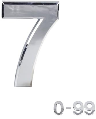 Números de puerta con efecto cromado de 3 pulgadas, números de casa, ABS, autoadhesivos, plata, números de casa 3D, buzones de correo, pegatinas de número de puerta de habitaciones de hotel (7)