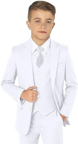Boy Suit for Toddler Boys Wedding Tuxedo Suits Set Kids Boy White Communion Suit Formal Dresswear Size 8